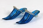 Vintage Vetreria Artigianale D’Este Murano Glass Slippers Blue Black Stripe Lot