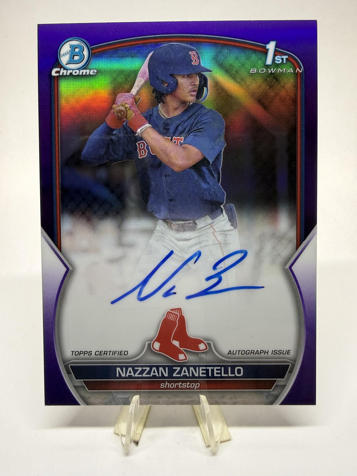 2023 Bowman Draft #CDA-NZ Nazzan Zanetello Chrome Purple Auto /250 SN,AU