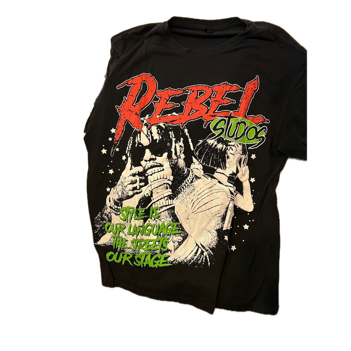 ROMWE Rebel Studios Street Style Shirt XXL - Black