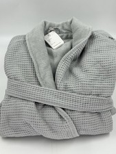 New Pottery Barn Waffle Weave Resort Robe Cozy Soft , Large, Frost Gray, FLAW