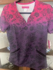 Betsy Johnson Koi Women XS Scrub Top Ursinia Floral Raspberry New Tags 0020 