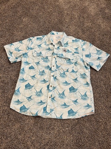 NWT Guy Harvey AFTCO Shirt Turquoise Blue Vented Men’s Sz 2XL *EUC* - Picture 8 of 15