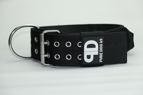 7cm or 5cm Sport Collar with Handle-Grey-Black-Double Pin-Nylon-Pure Dog K9 - Picture 17 of 49