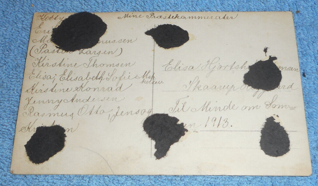 1913 RPPC Real Photo Postcard Danish Men Women Children Sorensen Family?