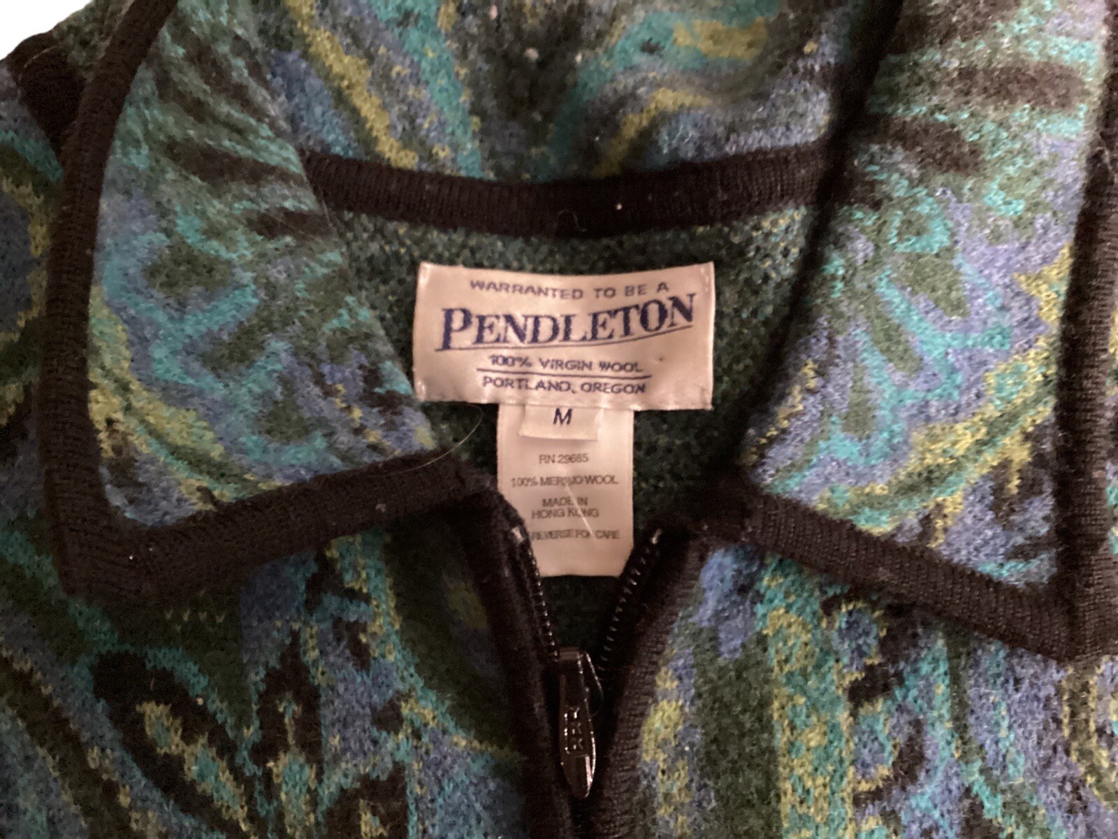 Pendleton Multicolored Full Zip Jacket 100% Wool … - image 2
