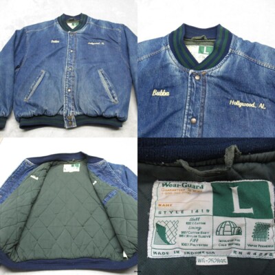 Vintage Wearguard Denim Jacket Mens Large Blue Insulated Snap