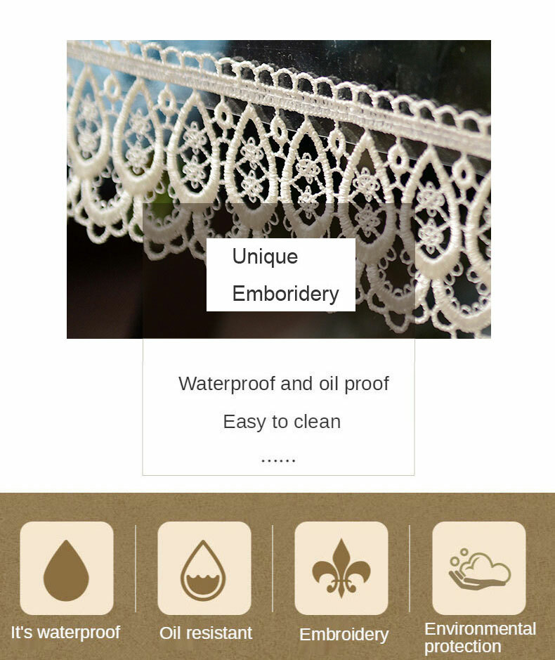 Soft TPU Clear Tablecloth Waterproof Rectangle Lace Kitchen Coffee Table Cover