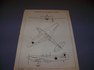 VINTAGE..YAKOVLEV YAK-1/1M RUSSIAN FIGHTER...4-VIEWS/DETAILS..RARE! (137B)