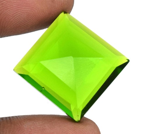 New Inventory 35 Ct Brazilian Peridot Loose Gemstone Square Cut Certified GH235 - Picture 7 of 12