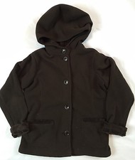 Lands End Girls Size 7-8 Brown Hooded Jacket With Fleece Lining Coat Holiday