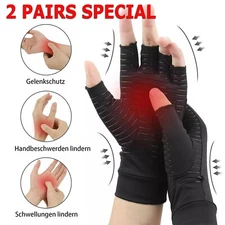 2 Pairs Copper Compression Arthritis Gloves Carpal Tunnel Joint Pain Relief Hand