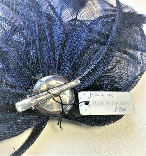 Fascinator Navy Blue with Loop/Petal/Feather Embellishments image 3