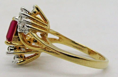 Woman's Seta Gold Tone Faux Sapphire and Diamond Ring Size 6.5 - Imagen 4 de 11