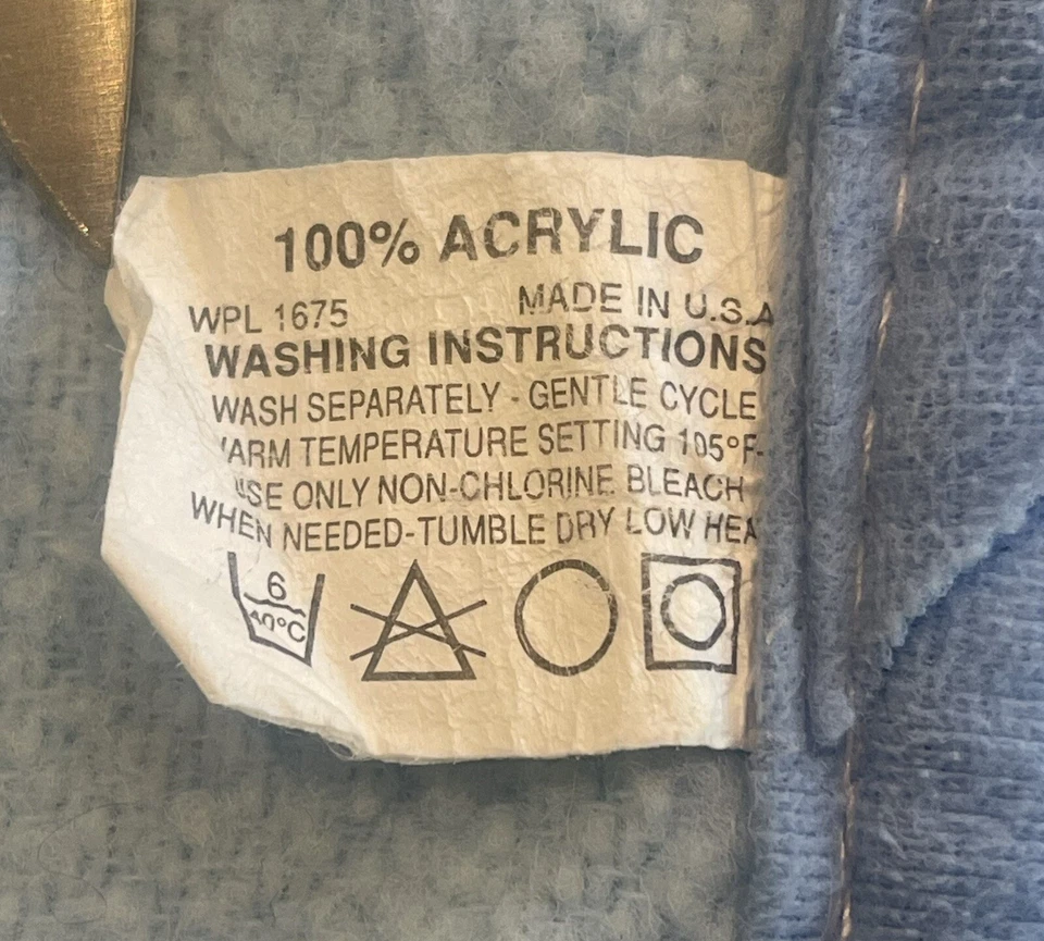 Vintage Blue Fleece Teddy Bears With Balloons Acrylic Baby Blanket WPL 1675 USA - Image 4 of 4