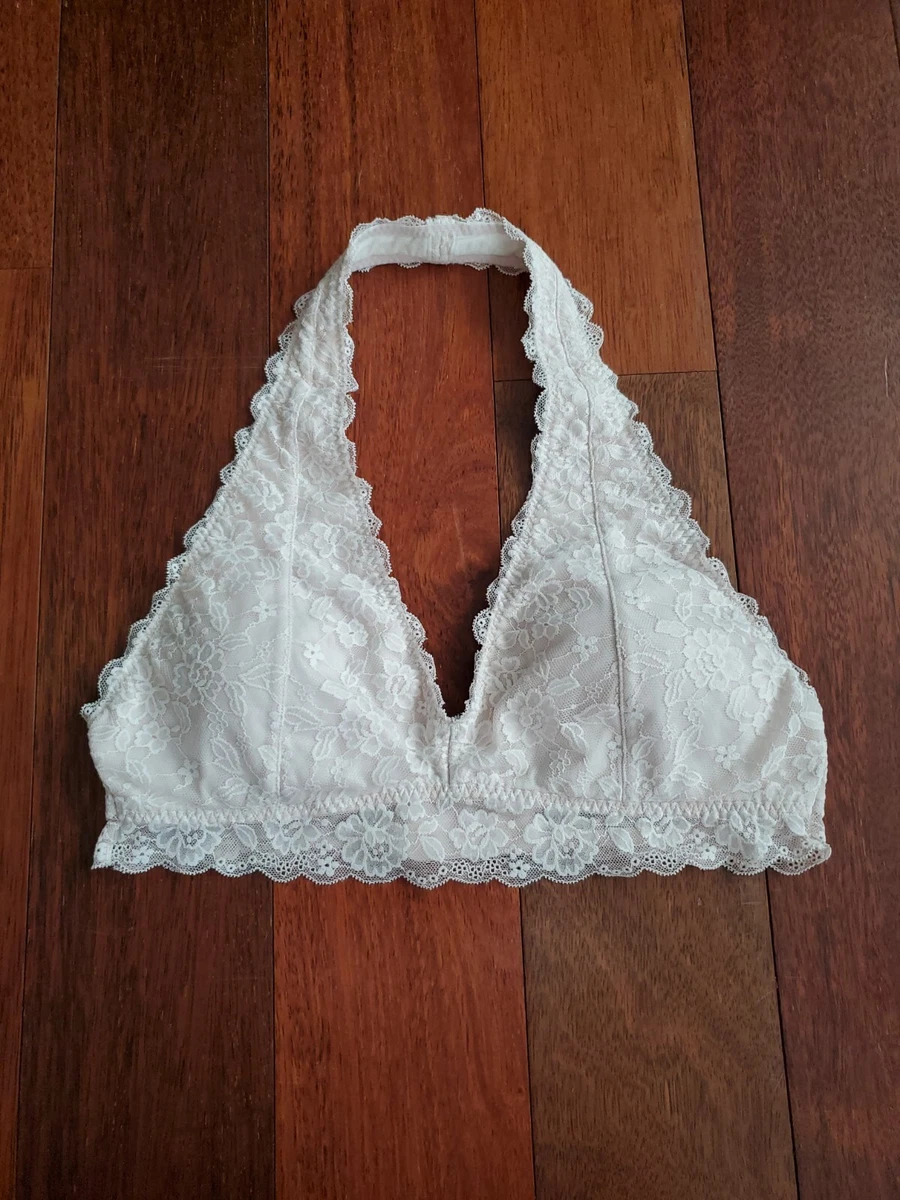 Gilly Hicks White Laced Halter Bralette Size Large, Women's