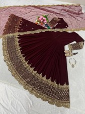 Indian Style Heavy Faux Georgette Gown With Net Dupatta For Function Wear