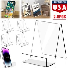 6Pcs Acrylic Book Stand Clear Easel Stand for Display CD Book Display Holder USA