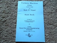 Vickers Machine Gun Model of 1915 with Mark IV Tripod Manual / Hand Book 33 Pgs