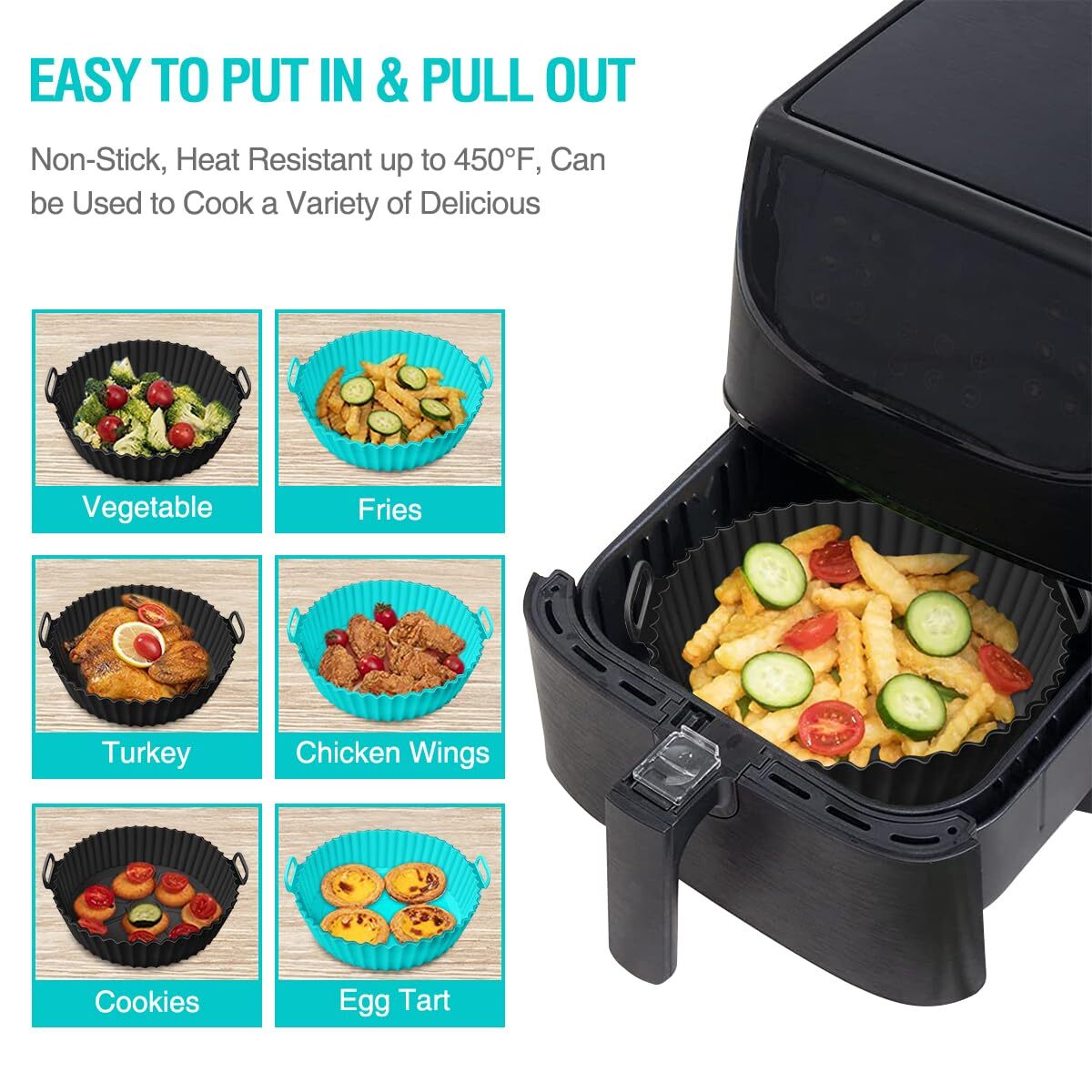 GZHCJJ Air Fryer Replacement Grill Pan For Ninja AF101, AF150, AF161 - 8.2" Round Non-Stick Crisper Plate