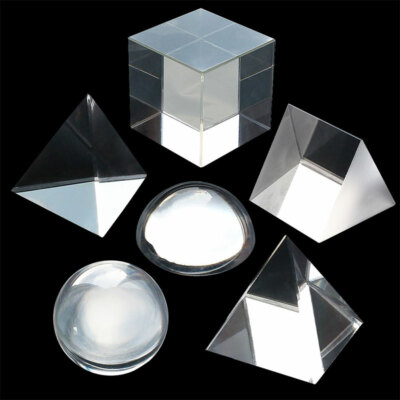 Optical Prism Set 6PCS Pyramid Hemisphere Cubic Physical Science Student Gift 