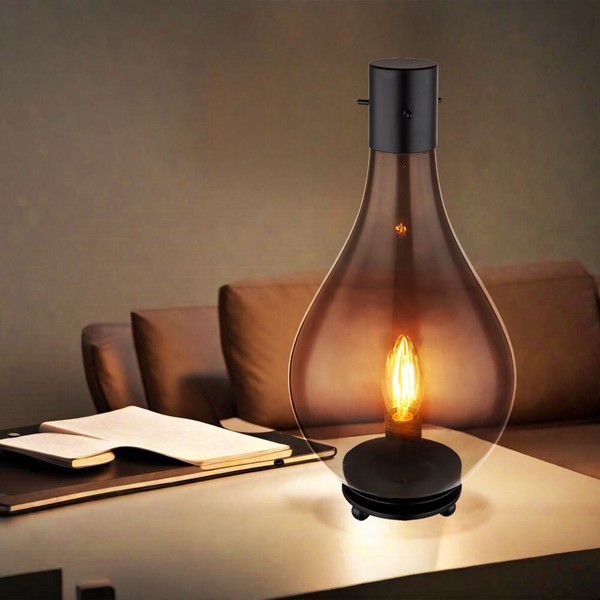 Tischleuchte Tischlampe Nachttischleuchte Beistellleuchte Led Glas Rauchfarben-image