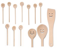 Holz Buche Kochlöffel Pfannenwender lustig Motiv Gesicht Pferd Hund Katze Herz