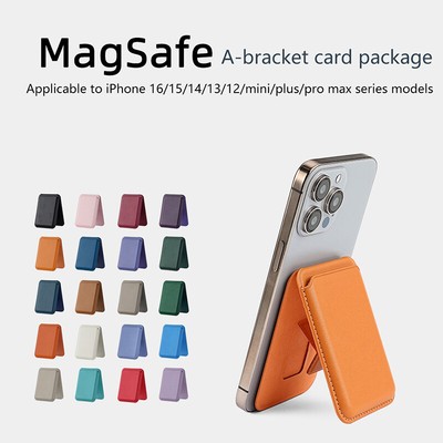 Magnetic For Magsafe Leather Wallet Card Holder For IPhone 16 15 Pro Phone Stand