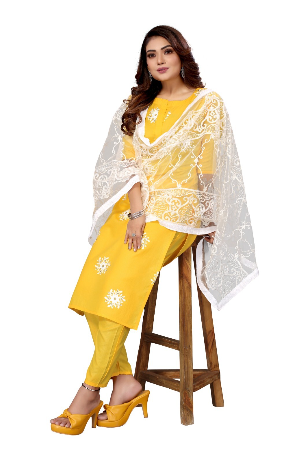 Indian Women s Cotton Embroidered Kurti Pant With Dupatta For Women Indian Women s Cotton Embroidered Kurti Pant With Dupatta For Women