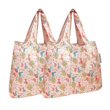 Foldable Tote Nylon Reusable Grocery Bag Set of 2 Fantastic Creatures