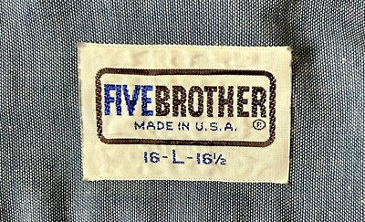Vintage Fivebrother Blue Men's Chambray Shirt Long Sleeves 16-16 1