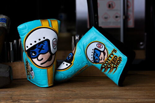 Scotty Cameron Custom Shop Johnny Racer Scotty Blue Mid Mallet Patter Head Cover - Picture 2 of 3