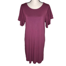 Lucky Brand Plum Knit Flutter Sleeve Shift Dress