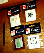 4 PKGS CHRISTMAS 3D STICKER EMBELLISHMENTS Christmas trees, Star, FLOWER,Angel