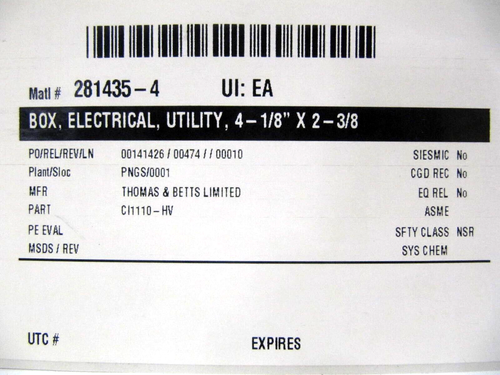 (LOT OF 50, NEW) Thomas&Betts / Iberville 347V Utility Box CI1110-HV - Picture 2 of 9