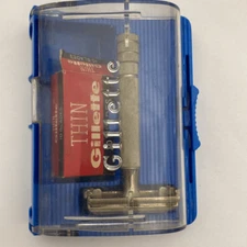 Gillette Men's Silver Authentic Razor with Thin Blades and Case