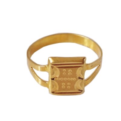 22K/18K Real Certified Fine Yellow Gold Square Design Kids Ring