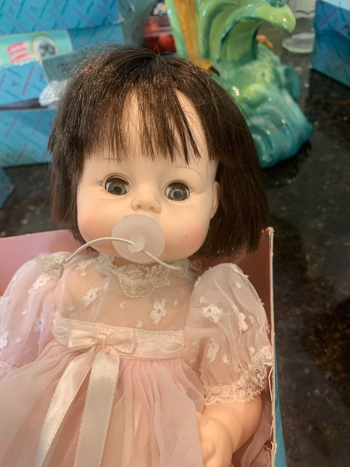Vintage 1965 Madame Alexander Sweet Tears Doll 3625 Bottle Pacifier Box Tag Baby
