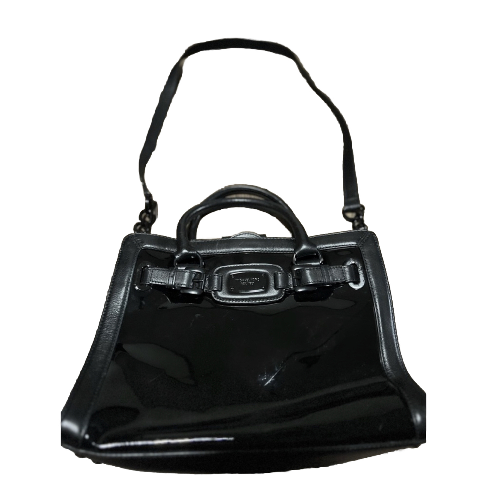 NWT Michael Kors Hamilton Frame Out Patent Black Bag image 3