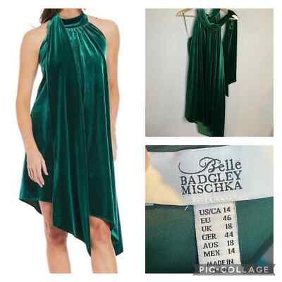 Belle Badgley Mischka Mock Neck Velvet Halle Dress Size 14 NWT | eBay