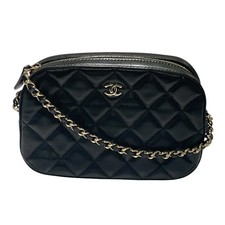 CHANEL Mini Matelass  Camera Bag Black Lambskin Shoulder Bag OKB4907