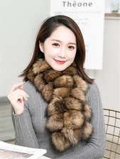 Women's Real Fox Fur Scarf Thicken Winter Warm Neck Wrap Collar Size 95x15cm