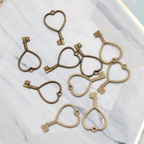 10 Pcs Heart for Key Pendant Frame UV Resin Blank Bezel for DIY Craft Jewelry Ma - Picture 8 of 9