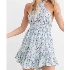 NWT Aerie Spring Fling Floral Halter Mini Dress Size Small Boho Feminine Cottage