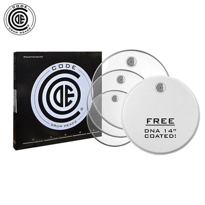 Code Generator Clear Rock Pack - 12,13,16 with Free Snare DNA 14'' Head