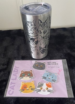CAT LADY Stainless Steel Cup Hot/Cold and 6 Magnets for Cat Lovers