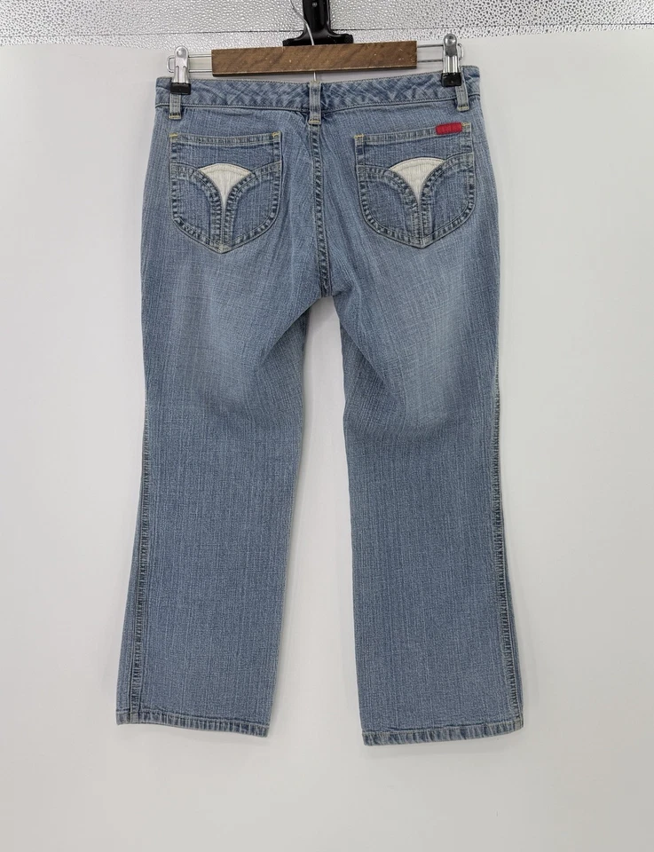 Винтажные укороченные эластичные джинсы из денима Y2K Junior с заниженной талией размер 3 90-е хипстерские - Изображение 2 из 4