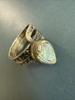 Vtg Snake 925 Silver Taxco Mexico Abalone Shell Artisan Signed Ring Wrap Size 7