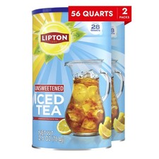 Lipton Iced Tea Mix, Unsweetened Lemon Flavor Black 28 Quarts Pack of 2