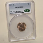 CAC MS64RD 1955-S US Wheat Cent - High Grade CAC! Proof Like! Gorgeous, Red Tone