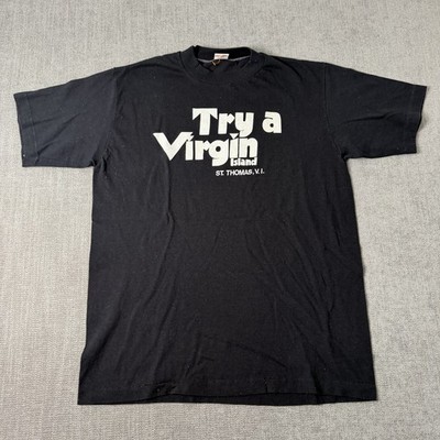 Acapulco Gold TRY A VIRGIN Black T Shirt Mens Graphic Made USA Size LARGE Fit M